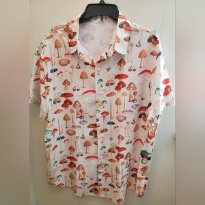 NWOT - Mushroom Print Button-Down Shirt MENS LARGE